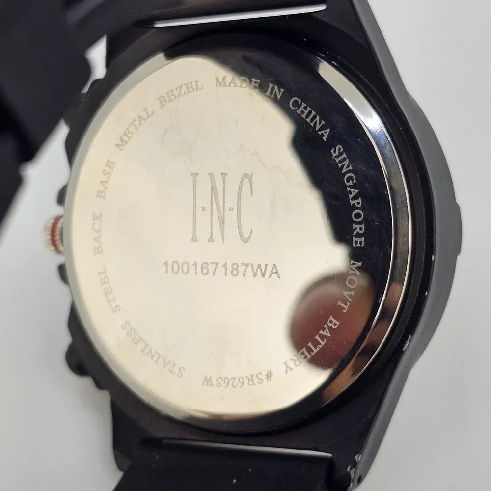 Men's Watch 50MM Black Dial Black Case Black Plastic Bands New Battery‎